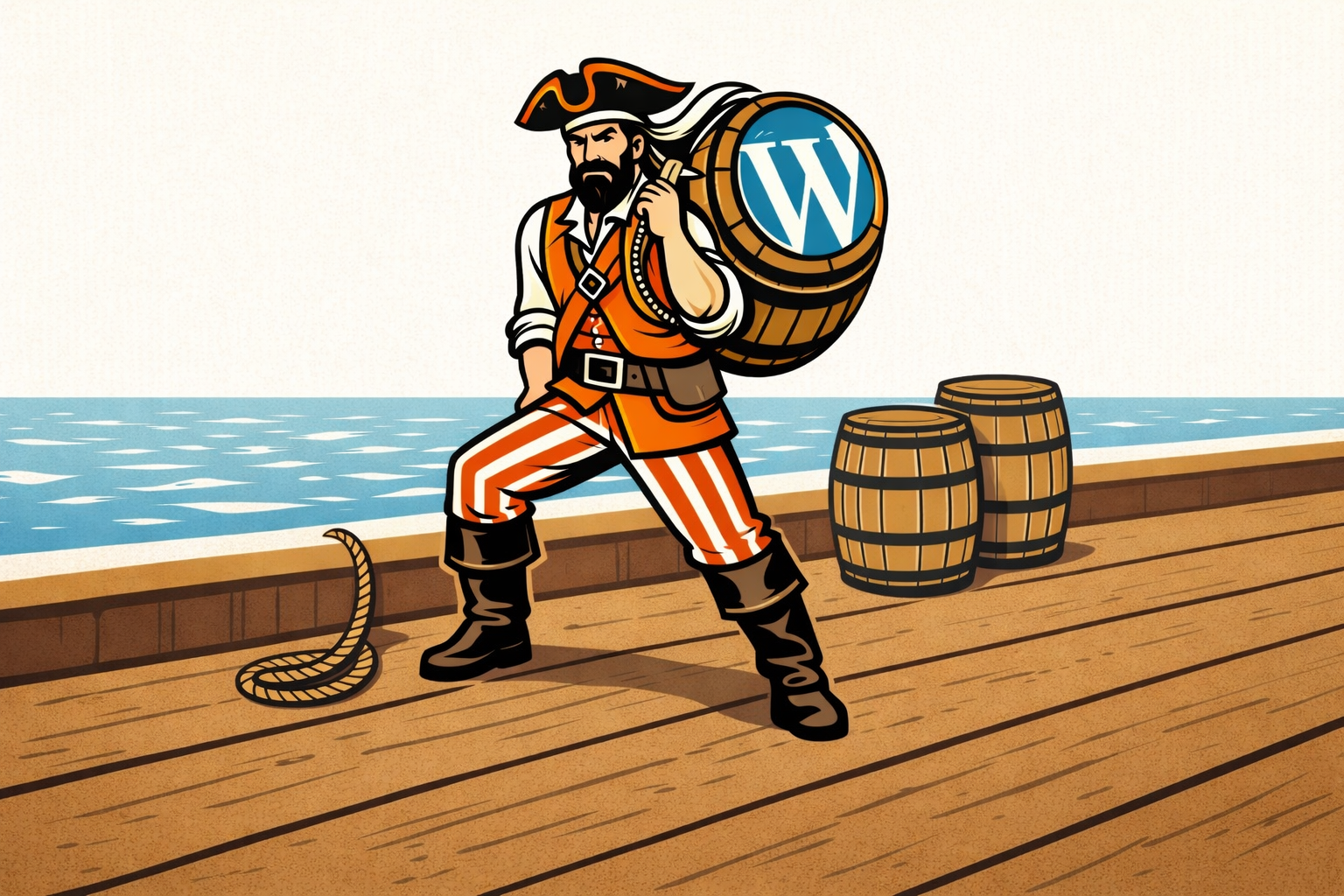 Quartermaster mascot carrying WordPress query cargo